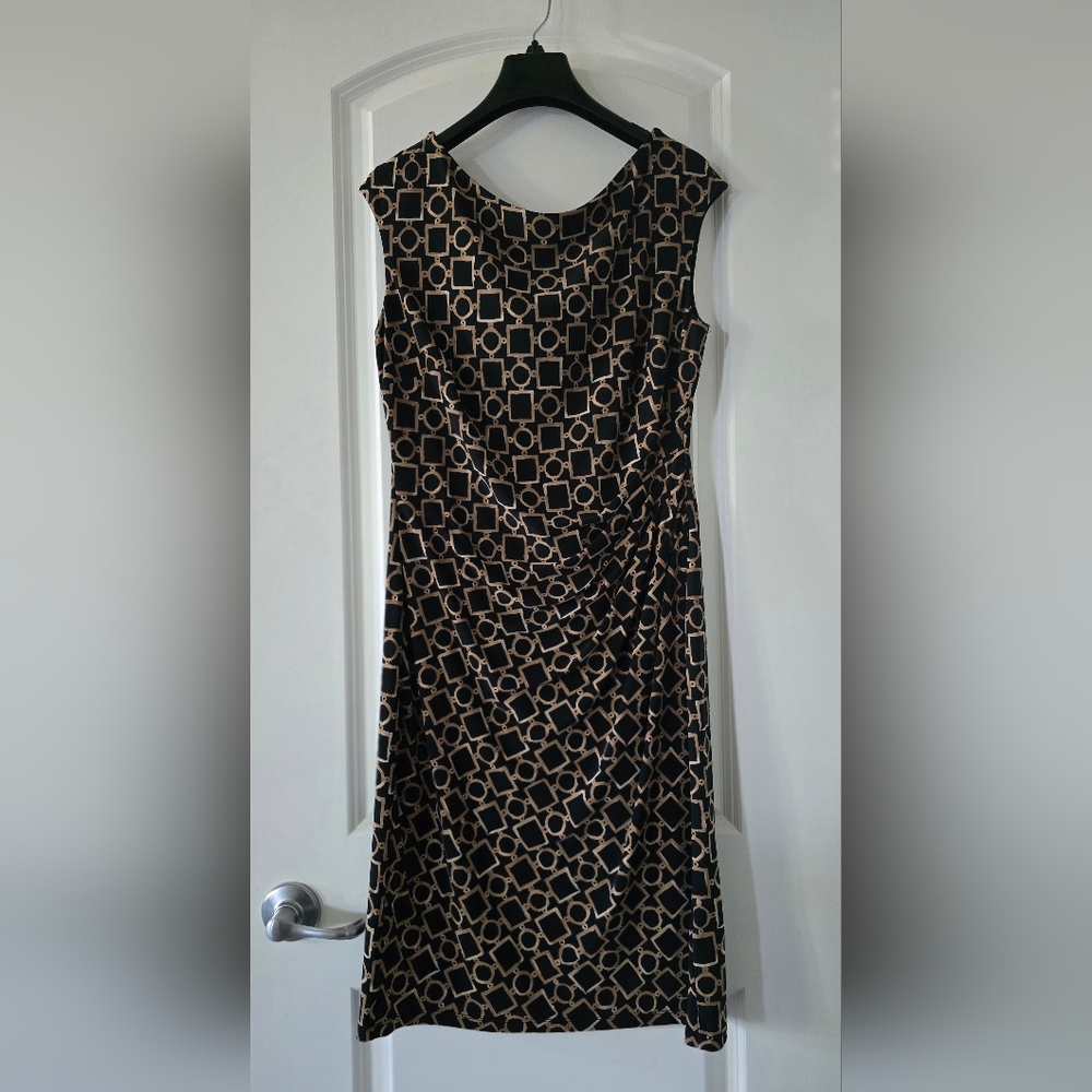 Lauren Ralph Lauren Cap Sleeve Twist Front Midi Shift Dress StrSize 10tch